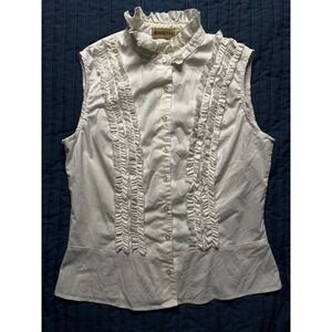 Bisou Jeans Mississippi Ole Miss Rebels Ruffled Sleeveless Top Women's Size Med